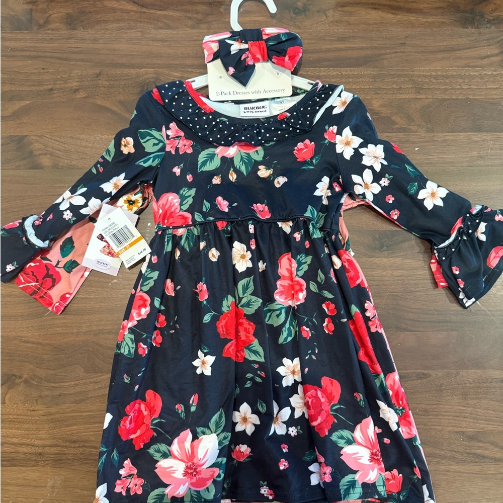 Blueberi Boulevard Floral Dress with Headband